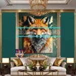 FOX Face Golden Frame Artistic
  Digital Wall Art Decor _133 - Image 3