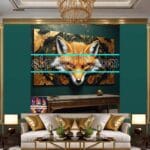 FOX Face Golden Frame Artistic
Digital Wall Art Decor _135 - Image 3