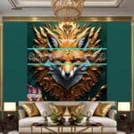 FOX Face Golden Frame Artistic
Digital Wall Art Decor _136 - Image 3