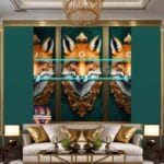 FOX Face Golden Frame Artistic
Digital Wall Art Decor _19 - Image 3