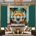 FOX Face Golden Frame Artistic
Digital Wall Art Decor _23 - Image 3