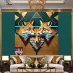 FOX Face Golden Frame Artistic
  Digital Wall Art Decor _30 - Image 3