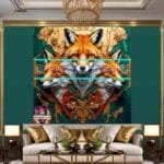 FOX Face Golden Frame Artistic
  Digital Wall Art Decor _33 - Image 3