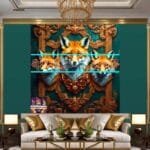 FOX Face Golden Frame Artistic
  Digital Wall Art Decor _35 - Image 3