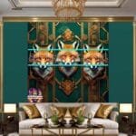 FOX Face Golden Frame Artistic
  Digital Wall Art Decor _37 - Image 3