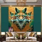 FOX Face Golden Frame Artistic
Digital Wall Art Decor _38 - Image 3