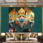FOX Face
  Golden Frame Artistic Digital Wall Art Decor _40 - Image 3