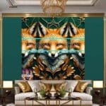 FOX Face Golden Frame Artistic
  Digital Wall Art Decor _47 - Image 3