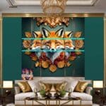 FOX Face Golden Frame Artistic
Digital Wall Art Decor _49 - Image 3