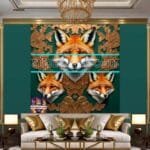 FOX Face Golden Frame Artistic
  Digital Wall Art Decor _53 - Image 3