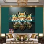 FOX Face Golden Frame Artistic
  Digital Wall Art Decor _63 - Image 3