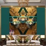 FOX Face Golden Frame Artistic
  Digital Wall Art Decor _65 - Image 3