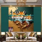 FOX Face Golden Frame Artistic
Digital Wall Art Decor _07 - Image 3