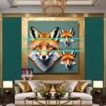 FOX Face Golden Frame Artistic
  Digital Wall Art Decor _71 - Image 3