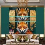 FOX Face Golden Frame Artistic
  Digital Wall Art Decor _72 - Image 3