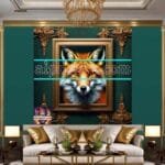 FOX Face Golden Frame Artistic
  Digital Wall Art Decor _75 - Image 3