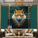 FOX Face Golden Frame Artistic
  Digital Wall Art Decor _76 - Image 3