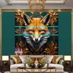 FOX Face Golden Frame Artistic
Digital Wall Art Decor _78 - Image 3