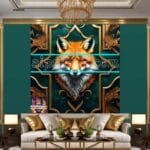FOX Face Golden Frame Artistic
  Digital Wall Art Decor _80 - Image 3