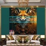 FOX Face Golden Frame Artistic
  Digital Wall Art Decor _83 - Image 3