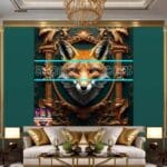 FOX Face Golden Frame Artistic
Digital Wall Art Decor _87 - Image 3