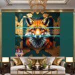 FOX Face Golden Frame Artistic
  Digital Wall Art Decor _88 - Image 3