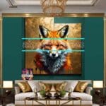 FOX Face Golden Frame Artistic
Digital Wall Art Decor _97 - Image 3