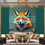 FOX Face Golden Frame Artistic
Digital Wall Art Decor _98 - Image 3