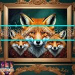 FOX Face Golden Frame Artistic
Digital Wall Art Decor _10