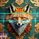 FOX Face Golden Frame Artistic
Digital Wall Art Decor _103