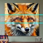 FOX Face Golden Frame Artistic
Digital Wall Art Decor _107