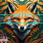 FOX Face Golden Frame Artistic
Digital Wall Art Decor _108