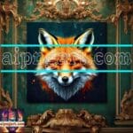 FOX Face Golden Frame Artistic
Digital Wall Art Decor _109