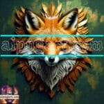 FOX Face Golden Frame Artistic
Digital Wall Art Decor _110