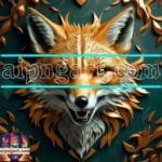 FOX Face Golden Frame Artistic
  Digital Wall Art Decor _111