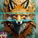 FOX Face Golden Frame Artistic
  Digital Wall Art Decor _113
