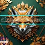 FOX Face Golden Frame Artistic
Digital Wall Art Decor _115