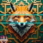FOX Face Golden Frame Artistic
Digital Wall Art Decor _116