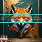 FOX Face Golden Frame Artistic
Digital Wall Art Decor _120