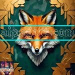 FOX Face Golden Frame Artistic
Digital Wall Art Decor _121