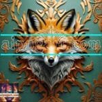 FOX Face Golden Frame Artistic
  Digital Wall Art Decor _125