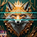FOX Face Golden Frame Artistic
Digital Wall Art Decor _132