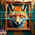 FOX Face Golden Frame Artistic
Digital Wall Art Decor _134
