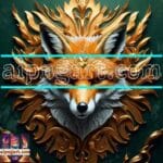 FOX Face Golden Frame Artistic
Digital Wall Art Decor _136
