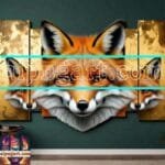 FOX Face Golden Frame Artistic
  Digital Wall Art Decor _18