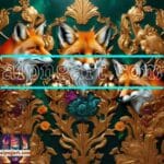 FOX Face Golden Frame Artistic
Digital Wall Art Decor _21