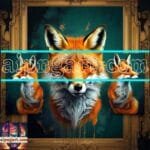 FOX Face Golden Frame Artistic
  Digital Wall Art Decor _22