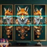 FOX Face Golden Frame Artistic
  Digital Wall Art Decor _24