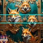FOX Face Golden Frame Artistic
Digital Wall Art Decor _26