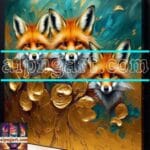 FOX Face Golden Frame Artistic
Digital Wall Art Decor _31